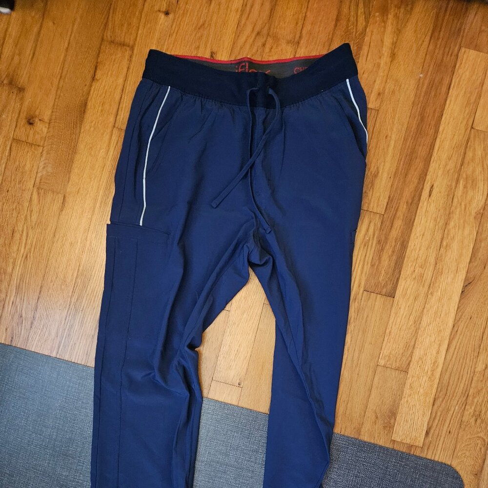 Cherokee iFlex Men Scrubs Pant Tapered Leg Drawstring Cargo, Navy